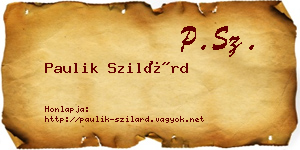 Paulik Szilárd névjegykártya